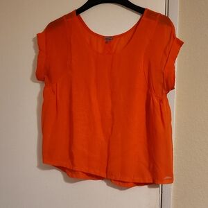 Charlotte Russe Bright Orange Short Sleeve Sheer Blouse